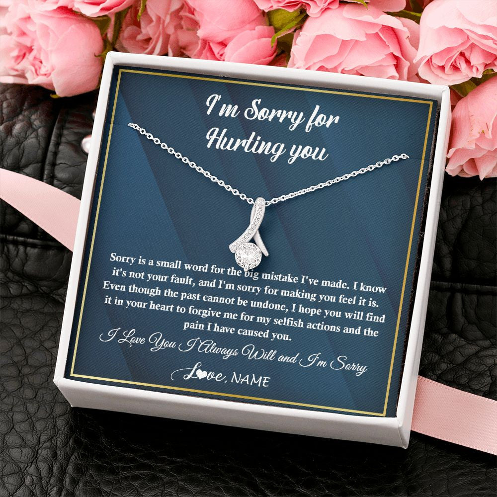 Personalized I'M Sorry Apology Necklace For Wife Girlfriend Forgive Me Sorry Gift Friend Partner Apology Pendant Jewelry Customized Gift Box Message Card