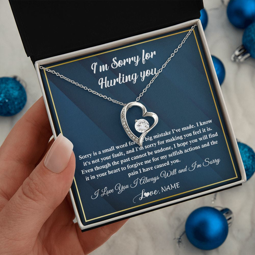 Personalized I'M Sorry Apology Necklace For Wife Girlfriend Forgive Me Sorry Gift Friend Partner Apology Pendant Jewelry Customized Gift Box Message Card