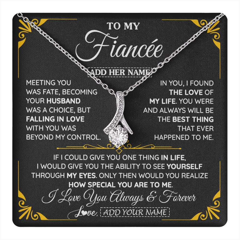 Personalized Jewelry To My Fiancée Necklace From Fiancé Metting You Gift For Fiancee Romantic Birthday Valentines Christmas Custom Gift Box Message Card