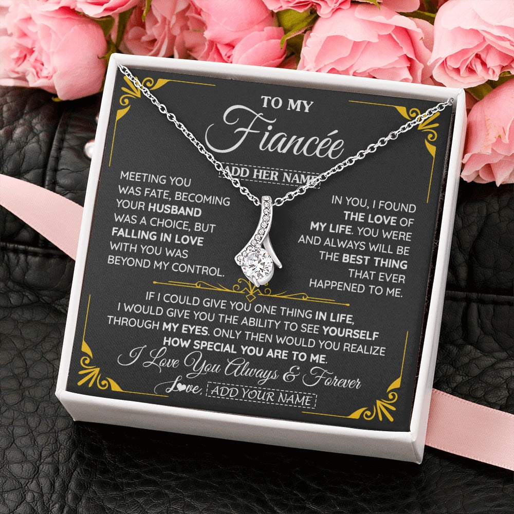 Personalized Jewelry To My Fiancée Necklace From Fiancé Metting You Gift For Fiancee Romantic Birthday Valentines Christmas Custom Gift Box Message Card