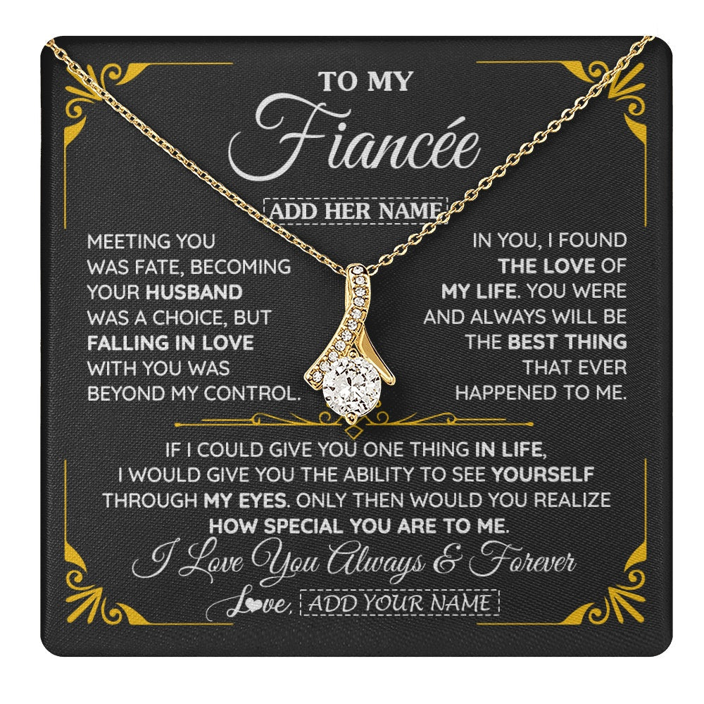 Personalized Jewelry To My Fiancée Necklace From Fiancé Metting You Gift For Fiancee Romantic Birthday Valentines Christmas Custom Gift Box Message Card