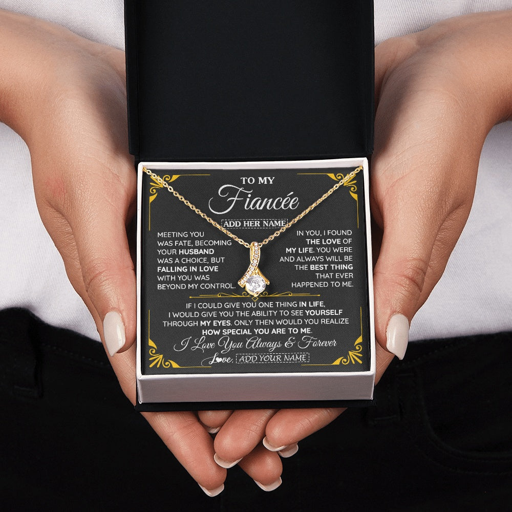 Personalized Jewelry To My Fiancée Necklace From Fiancé Metting You Gift For Fiancee Romantic Birthday Valentines Christmas Custom Gift Box Message Card