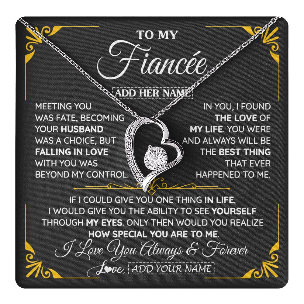 Personalized Jewelry To My Fiancée Necklace From Fiancé Metting You Gift For Fiancee Romantic Birthday Valentines Christmas Custom Gift Box Message Card