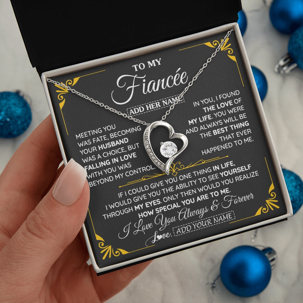 Personalized Jewelry To My Fiancée Necklace From Fiancé Metting You Gift For Fiancee Romantic Birthday Valentines Christmas Custom Gift Box Message Card
