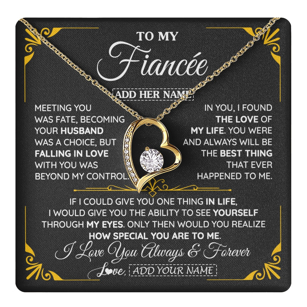 Personalized Jewelry To My Fiancée Necklace From Fiancé Metting You Gift For Fiancee Romantic Birthday Valentines Christmas Custom Gift Box Message Card