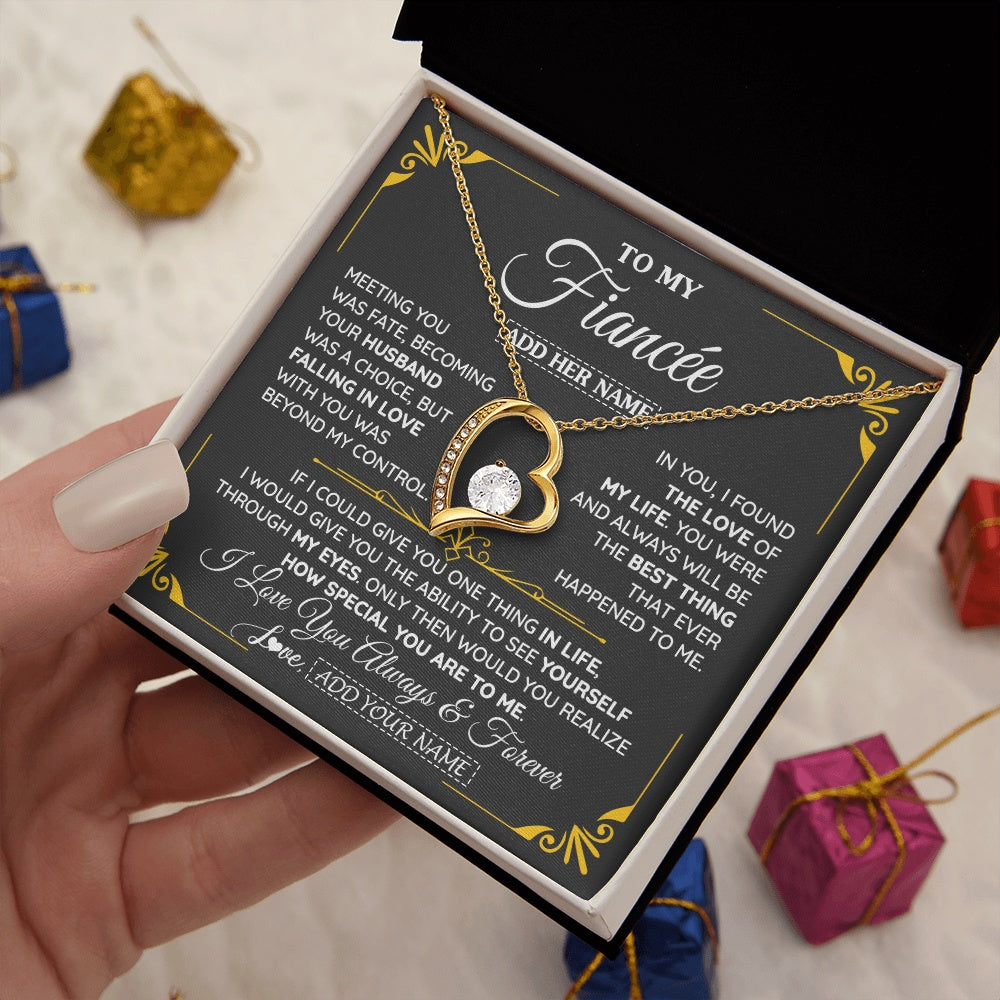 Personalized Jewelry To My Fiancée Necklace From Fiancé Metting You Gift For Fiancee Romantic Birthday Valentines Christmas Custom Gift Box Message Card
