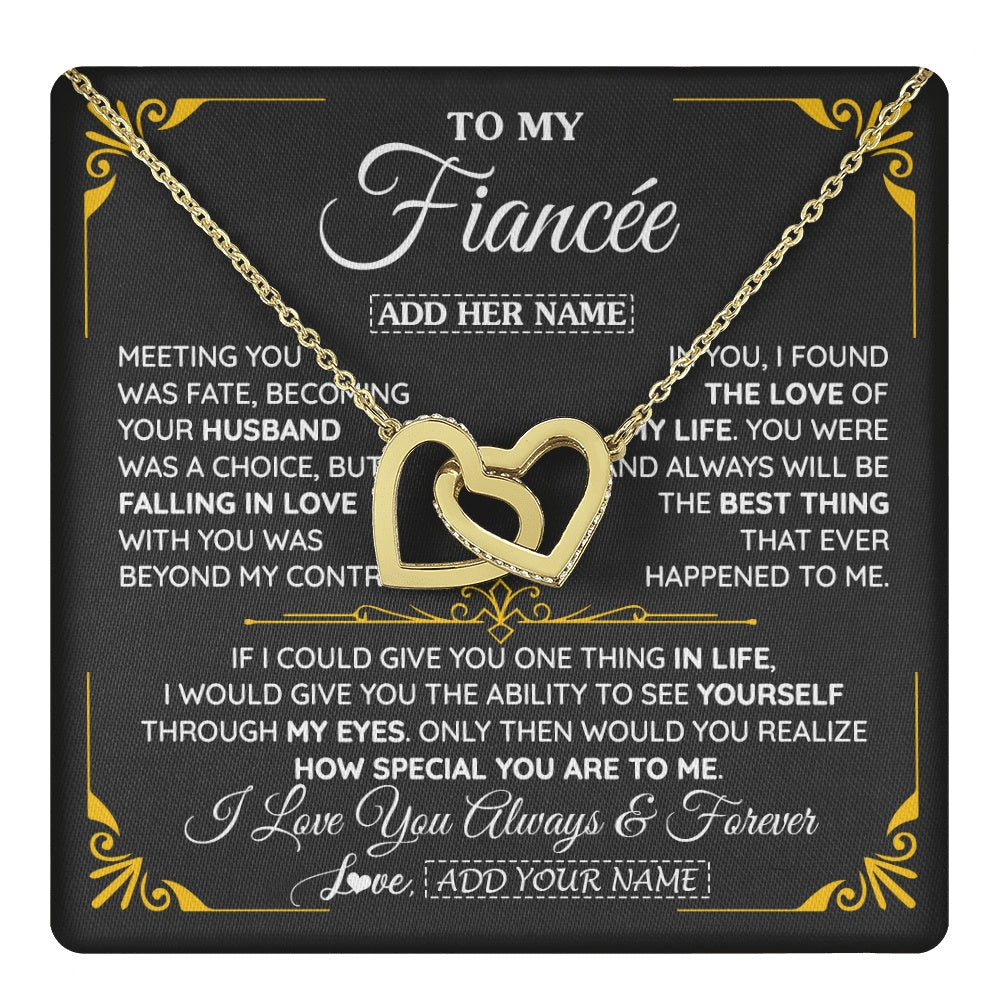 Personalized Jewelry To My Fiancée Necklace From Fiancé Metting You Gift For Fiancee Romantic Birthday Valentines Christmas Custom Gift Box Message Card