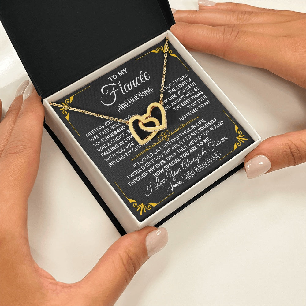Personalized Jewelry To My Fiancée Necklace From Fiancé Metting You Gift For Fiancee Romantic Birthday Valentines Christmas Custom Gift Box Message Card