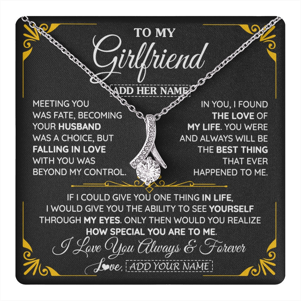 Personalized Jewelry To My Girlfriend Necklace Metting You Gift For Girlfriend Romantic Birthday Gifts Valentines Christmas Custom Gift Box Message Card