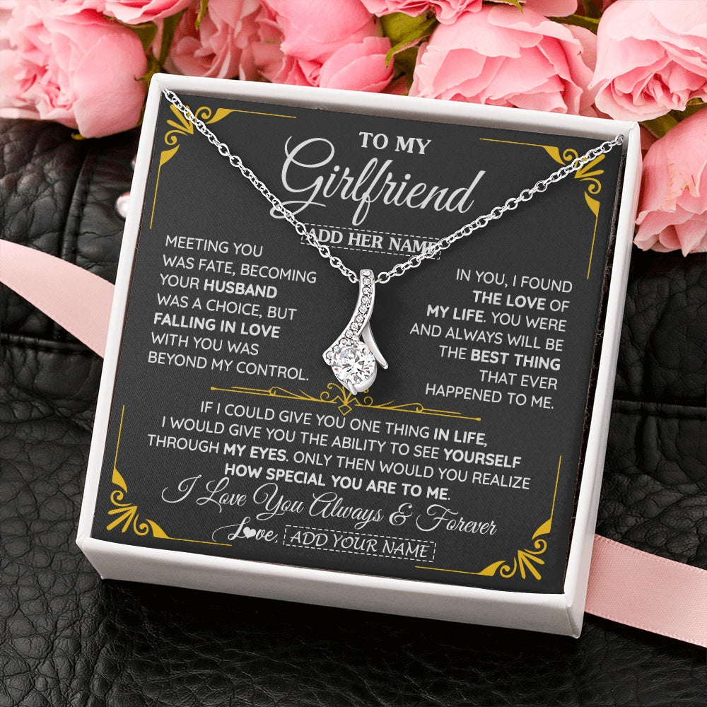 Personalized Jewelry To My Girlfriend Necklace Metting You Gift For Girlfriend Romantic Birthday Gifts Valentines Christmas Custom Gift Box Message Card