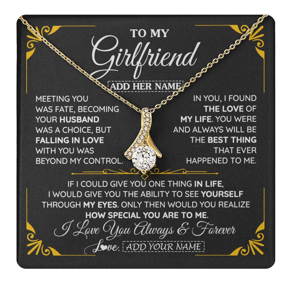 Personalized Jewelry To My Girlfriend Necklace Metting You Gift For Girlfriend Romantic Birthday Gifts Valentines Christmas Custom Gift Box Message Card