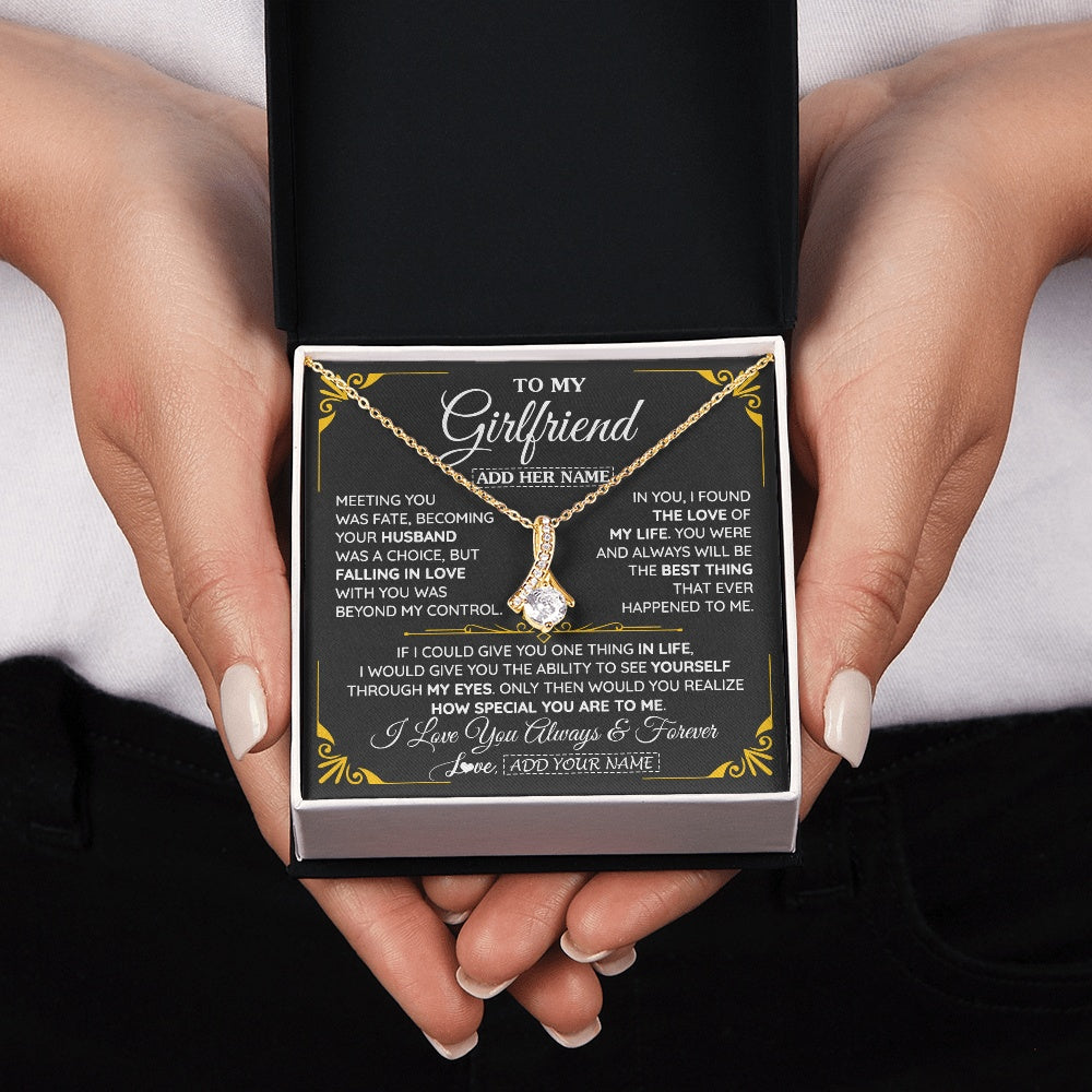 Personalized Jewelry To My Girlfriend Necklace Metting You Gift For Girlfriend Romantic Birthday Gifts Valentines Christmas Custom Gift Box Message Card