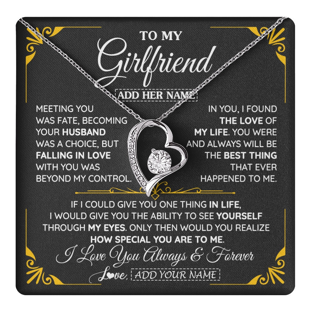 Personalized Jewelry To My Girlfriend Necklace Metting You Gift For Girlfriend Romantic Birthday Gifts Valentines Christmas Custom Gift Box Message Card