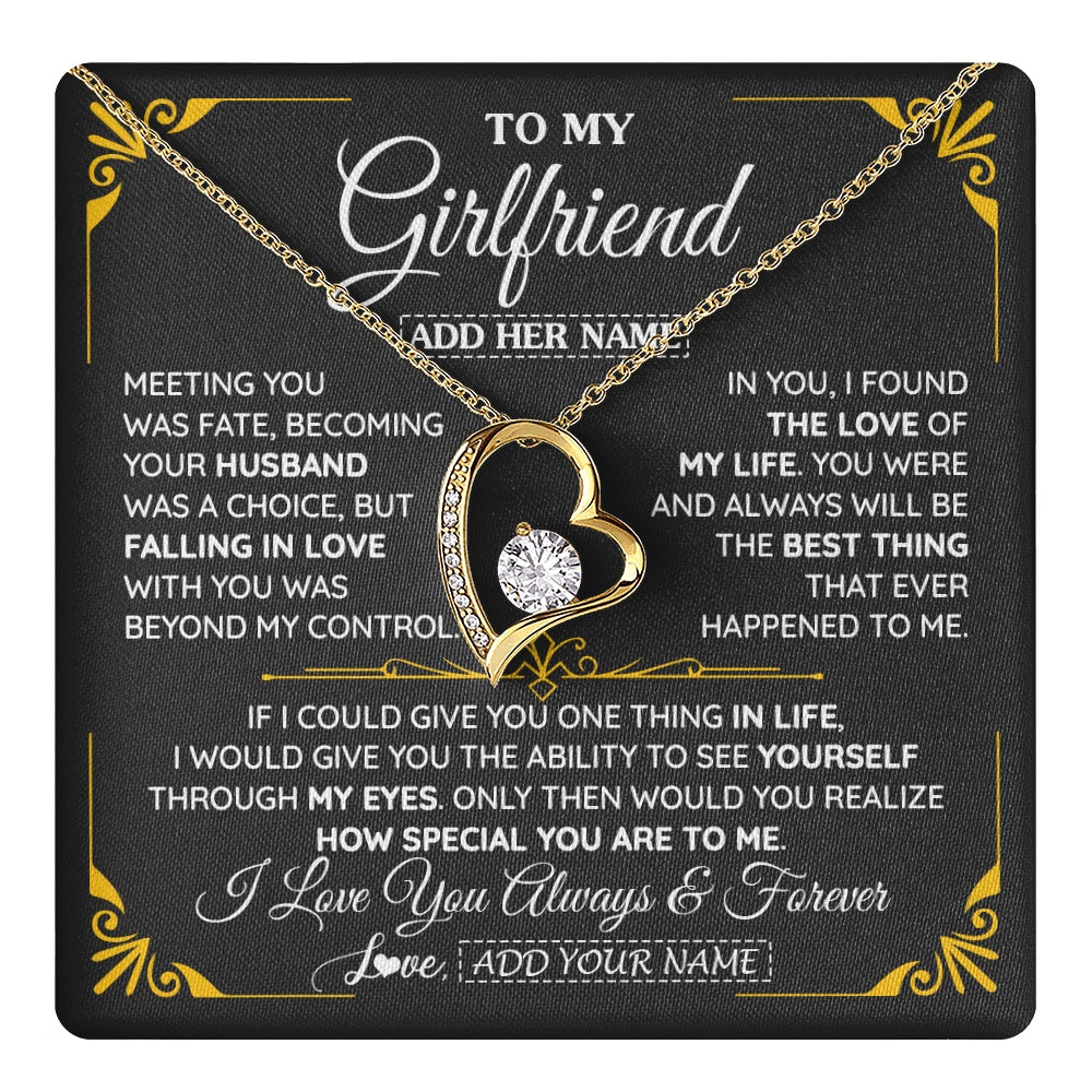 Personalized Jewelry To My Girlfriend Necklace Metting You Gift For Girlfriend Romantic Birthday Gifts Valentines Christmas Custom Gift Box Message Card