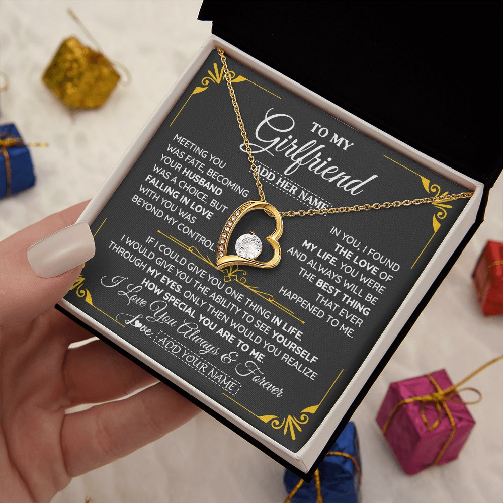 Personalized Jewelry To My Girlfriend Necklace Metting You Gift For Girlfriend Romantic Birthday Gifts Valentines Christmas Custom Gift Box Message Card