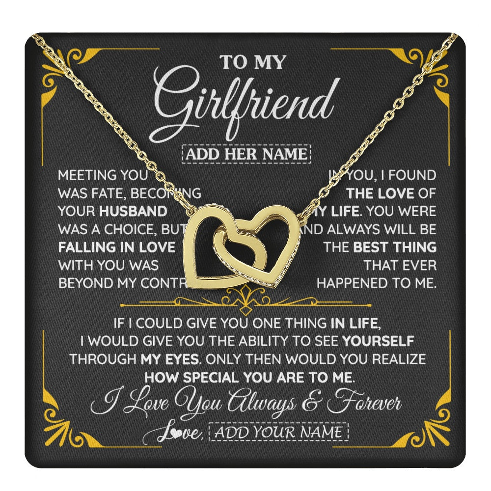 Personalized Jewelry To My Girlfriend Necklace Metting You Gift For Girlfriend Romantic Birthday Gifts Valentines Christmas Custom Gift Box Message Card