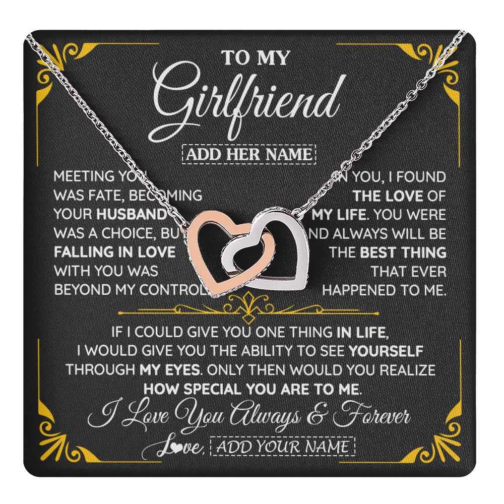 Personalized Jewelry To My Girlfriend Necklace Metting You Gift For Girlfriend Romantic Birthday Gifts Valentines Christmas Custom Gift Box Message Card