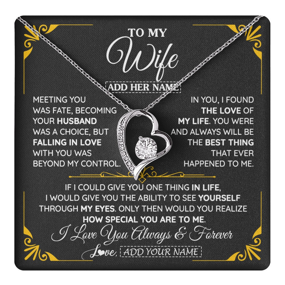 Personalized Jewelry To My Wife Necklace From Husband Metting You Gift For Wife Romantic Birthday Valentines For Her Christmas Custom Gift Box Message Card