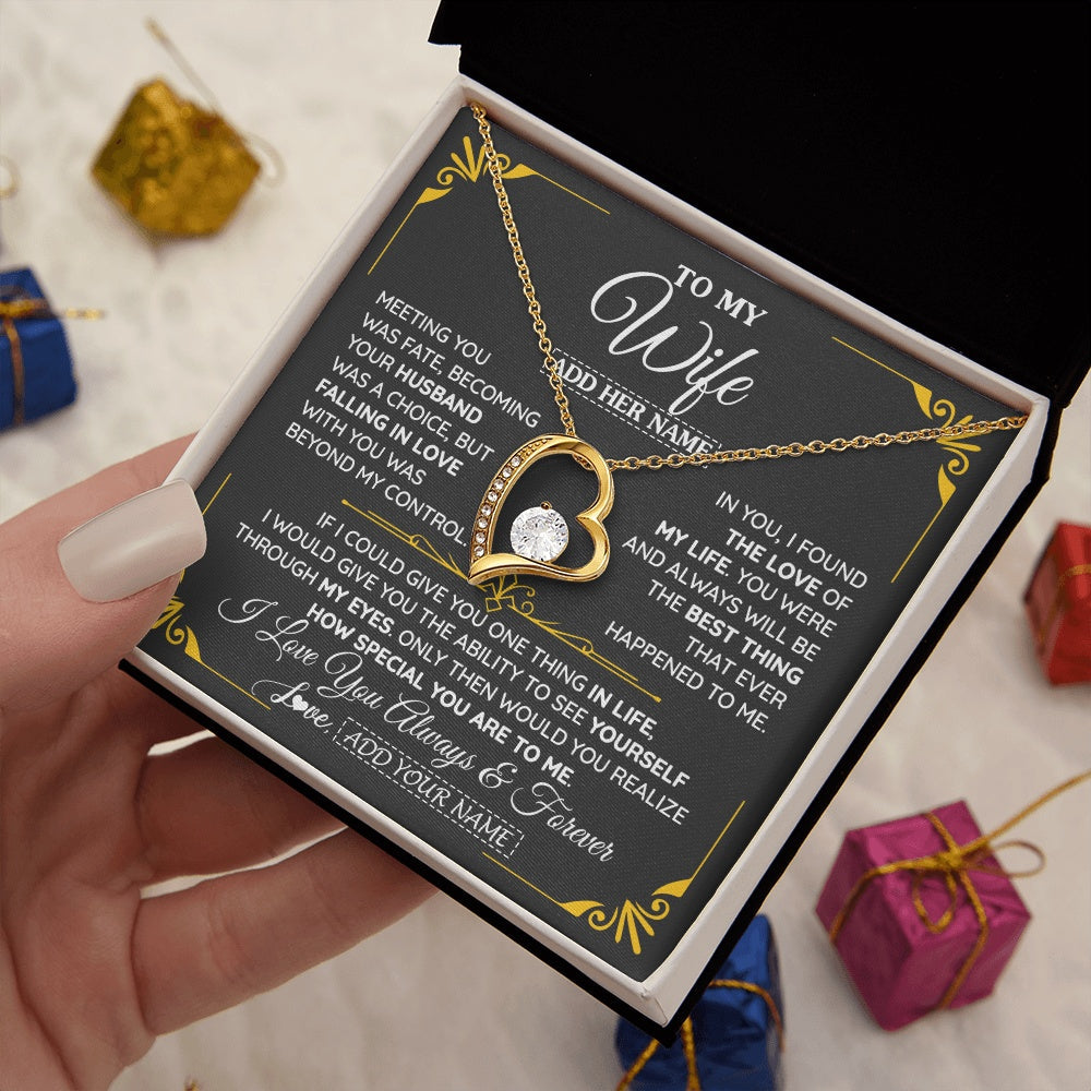 Personalized Jewelry To My Wife Necklace From Husband Metting You Gift For Wife Romantic Birthday Valentines For Her Christmas Custom Gift Box Message Card