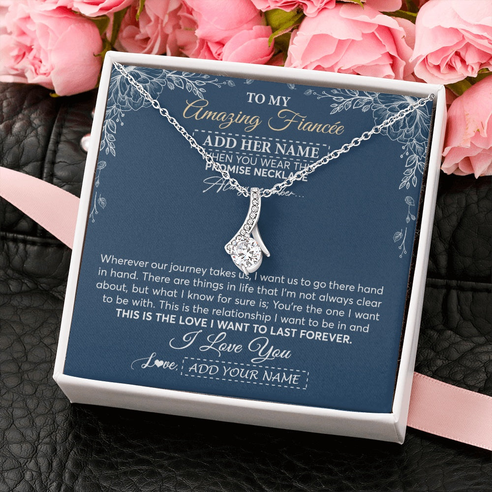 Personalized To My Amazing Fiancee Jewelry From Fiance Promise Necklace Birthday Gifts For Fiancee For Her Valentines Christmas Custom Gift Box Message Card