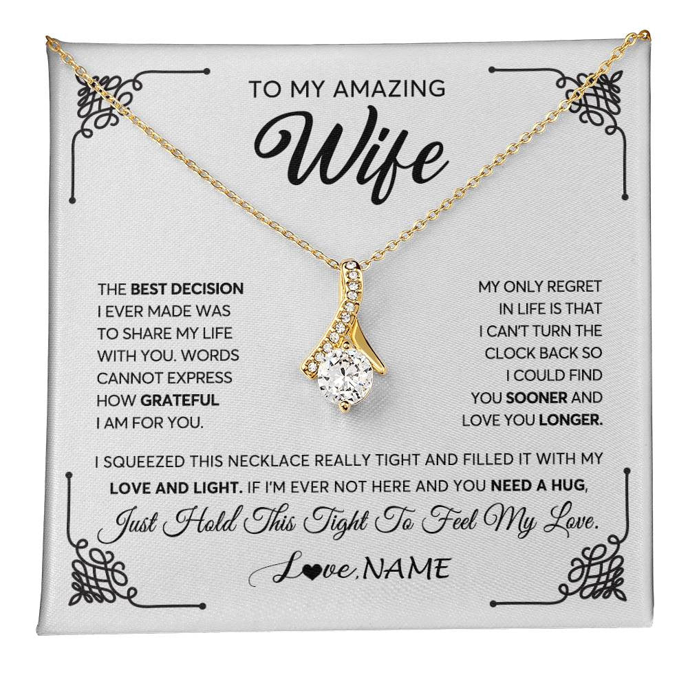 Personalized To My Amazing Wife Necklace From Husband The Best Decision I Ever Made Wife Valentines Birthday Christmas Customized Gift Box Message Card