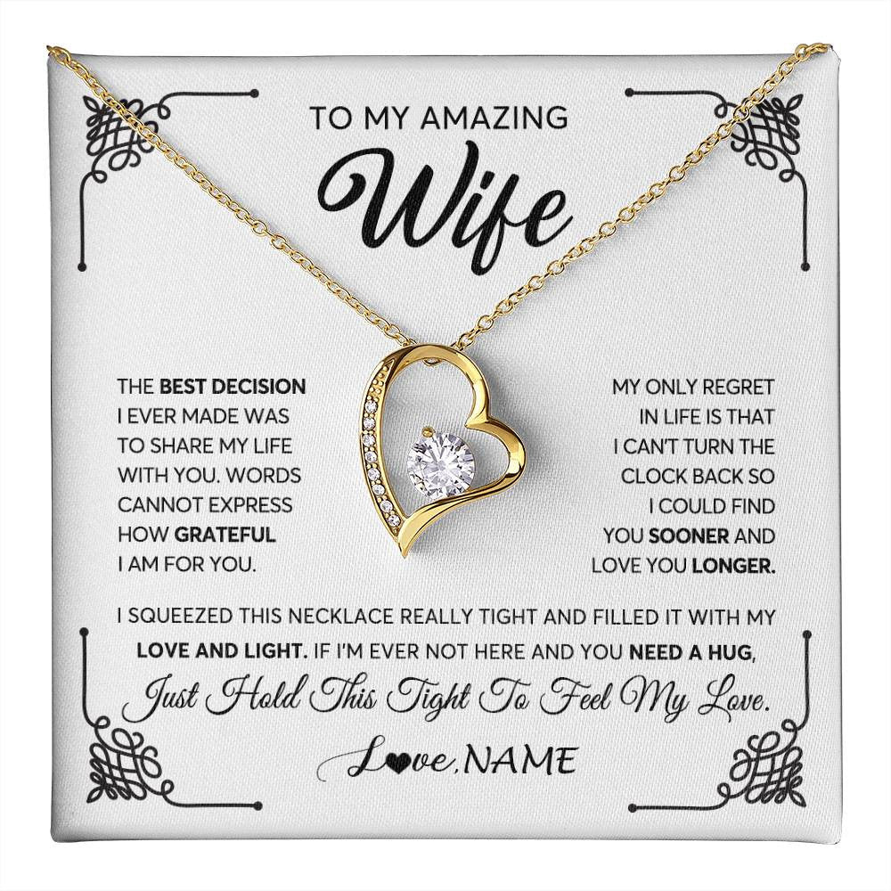 Personalized To My Amazing Wife Necklace From Husband The Best Decision I Ever Made Wife Valentines Birthday Christmas Customized Gift Box Message Card