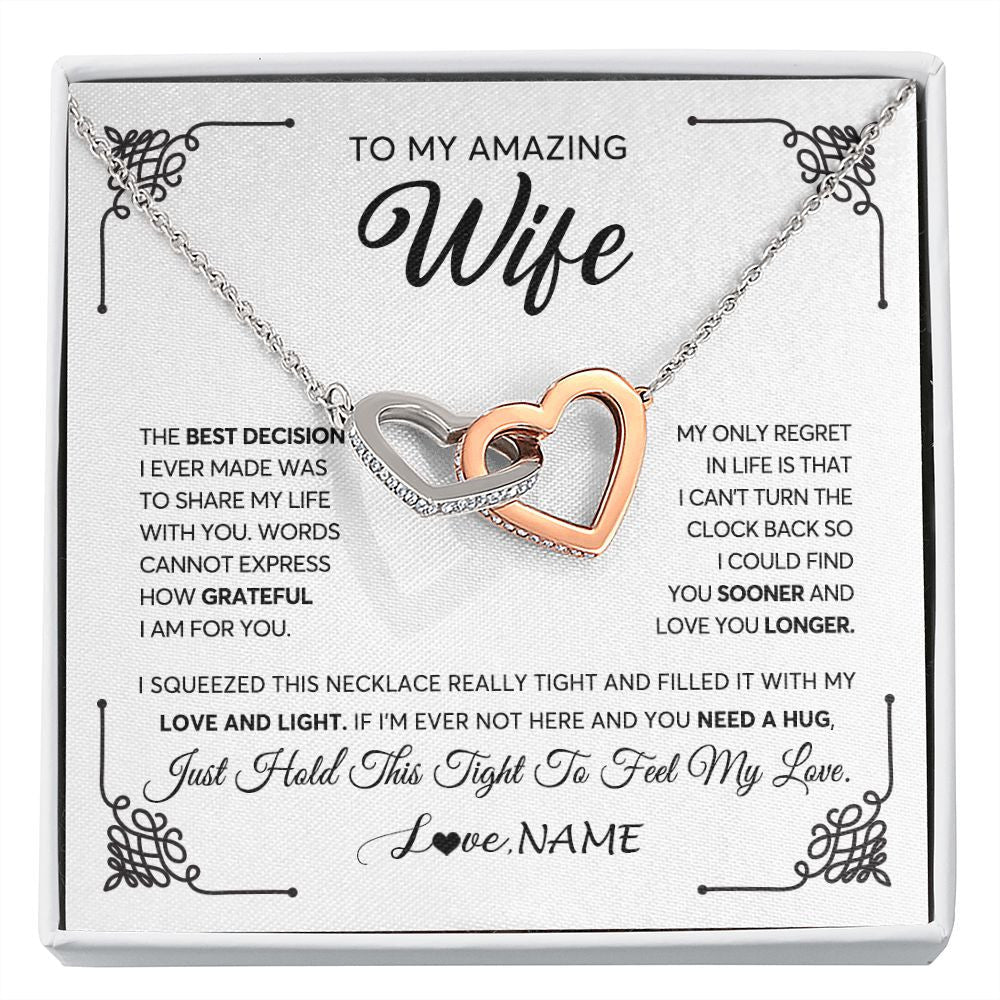 Personalized To My Amazing Wife Necklace From Husband The Best Decision I Ever Made Wife Valentines Birthday Christmas Customized Gift Box Message Card