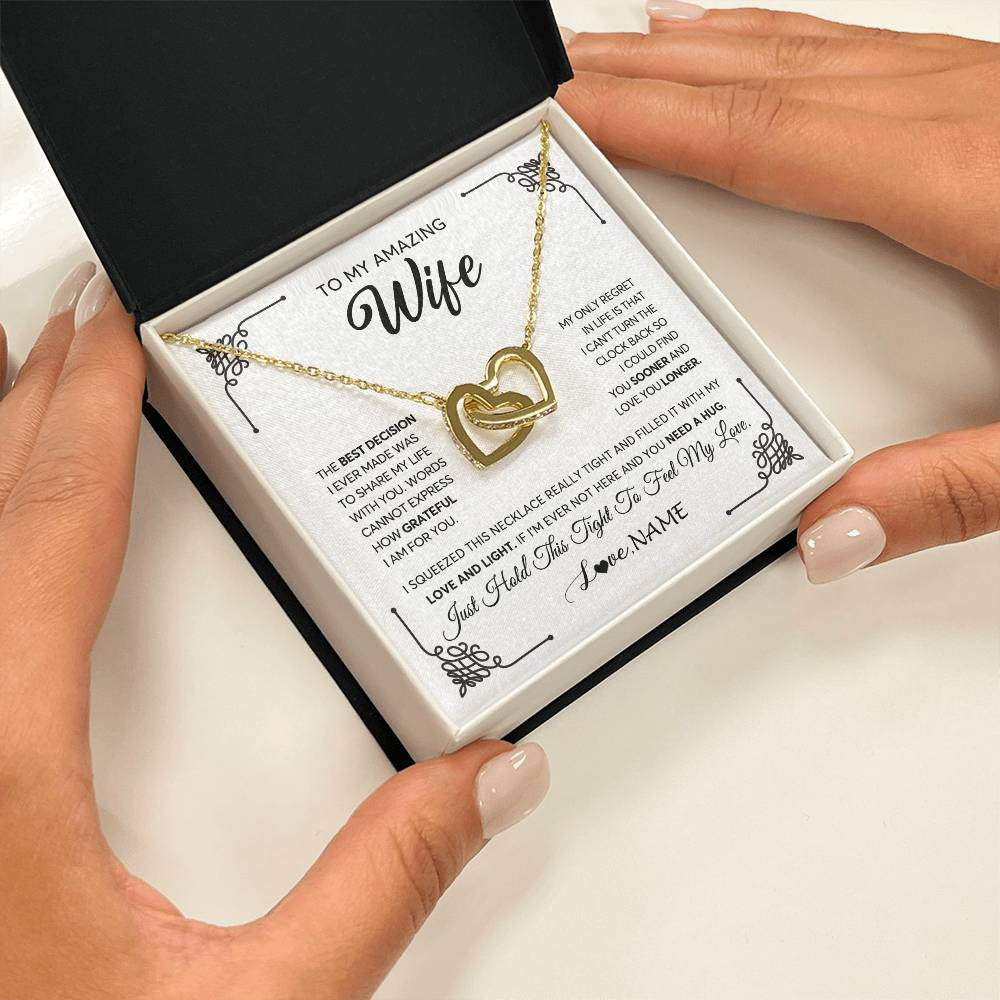 Personalized To My Amazing Wife Necklace From Husband The Best Decision I Ever Made Wife Valentines Birthday Christmas Customized Gift Box Message Card