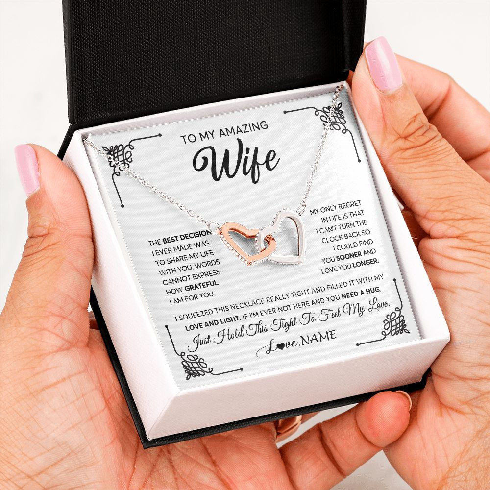 Personalized To My Amazing Wife Necklace From Husband The Best Decision I Ever Made Wife Valentines Birthday Christmas Customized Gift Box Message Card