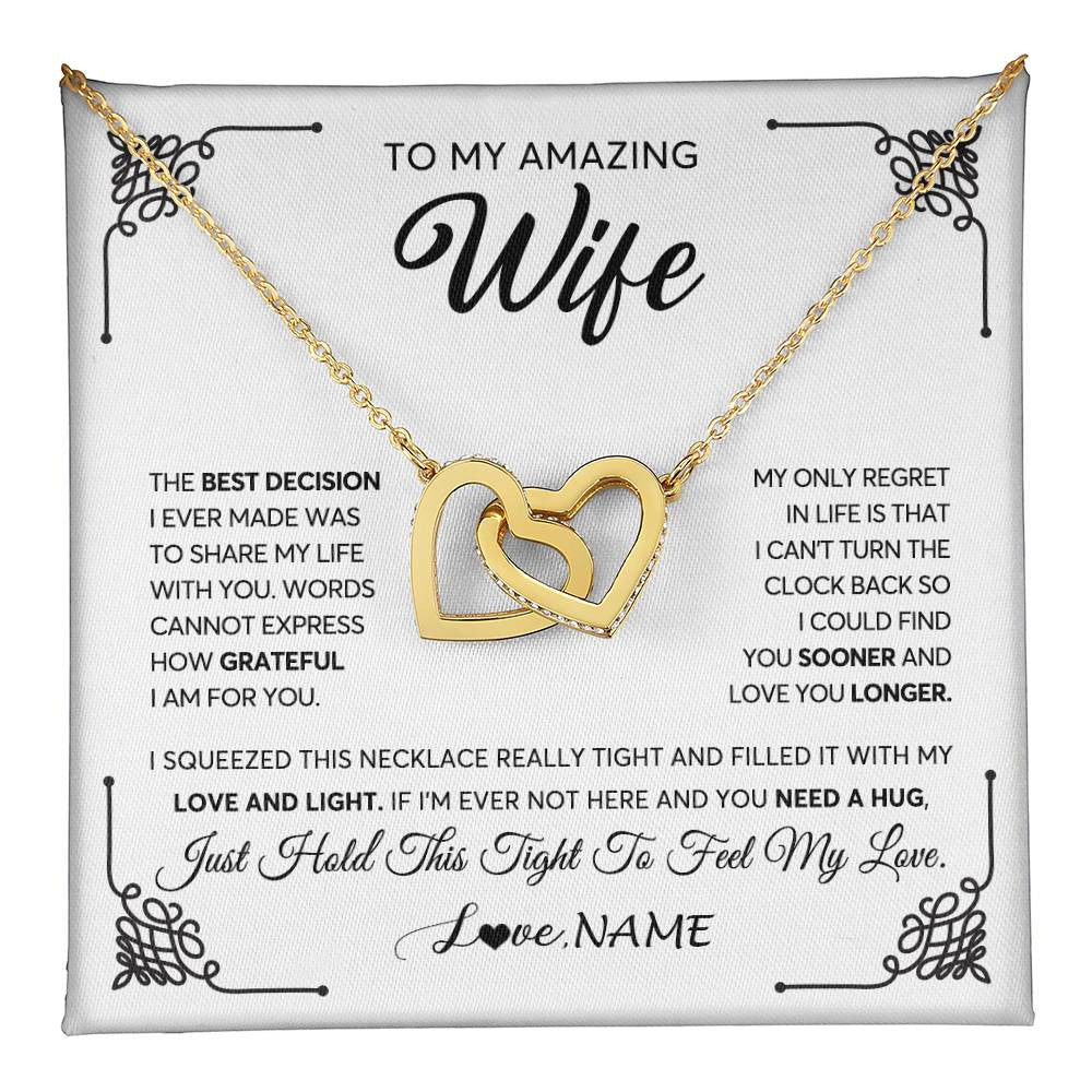 Personalized To My Amazing Wife Necklace From Husband The Best Decision I Ever Made Wife Valentines Birthday Christmas Customized Gift Box Message Card