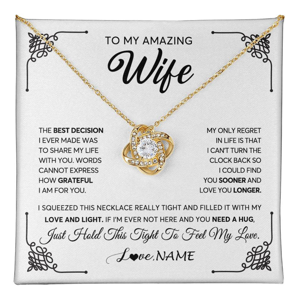 Personalized To My Amazing Wife Necklace From Husband The Best Decision I Ever Made Wife Valentines Birthday Christmas Customized Gift Box Message Card