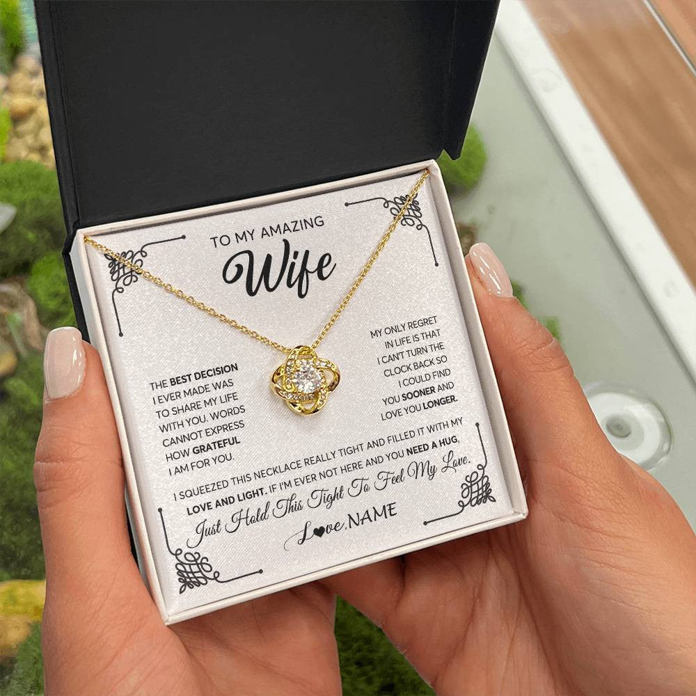Personalized To My Amazing Wife Necklace From Husband The Best Decision I Ever Made Wife Valentines Birthday Christmas Customized Gift Box Message Card