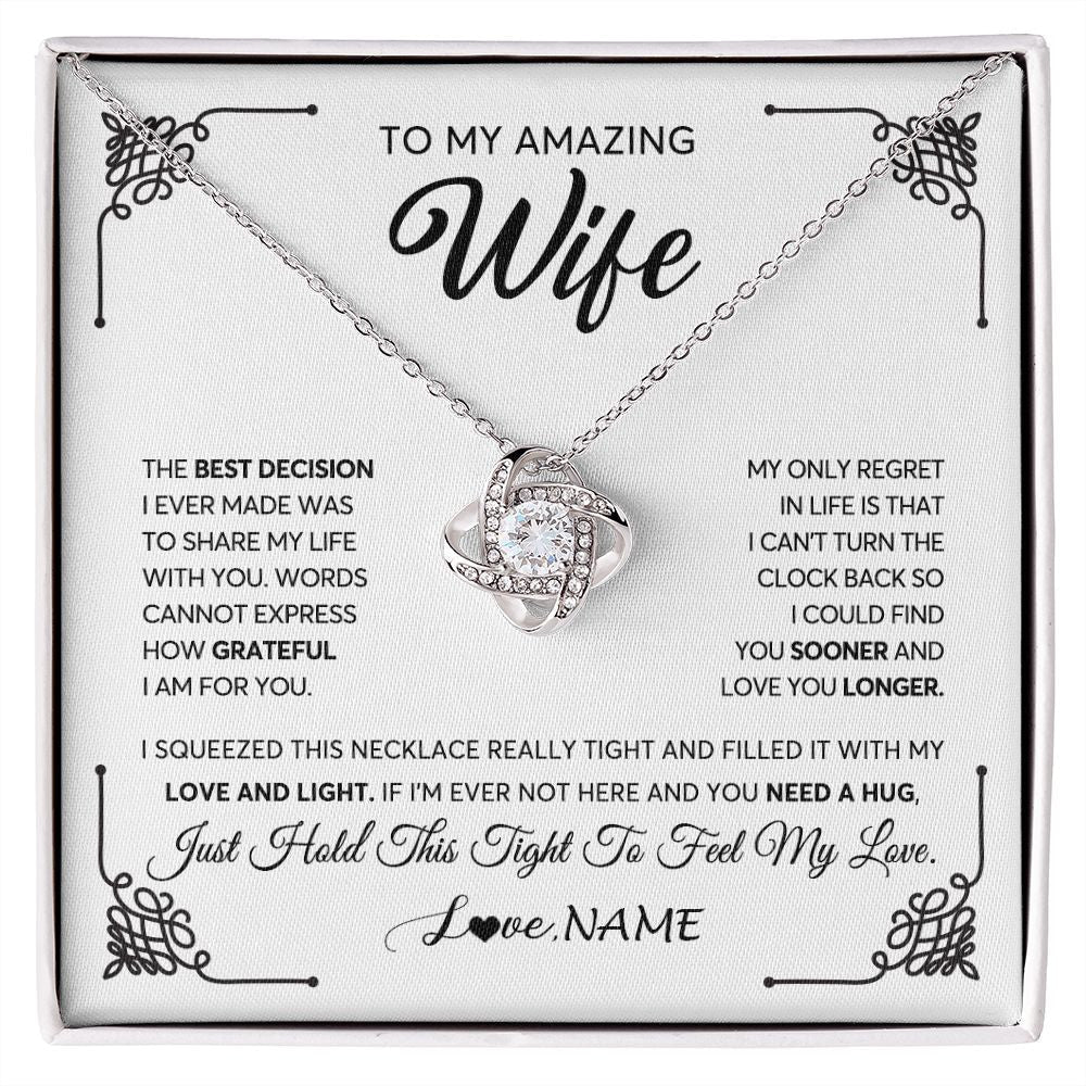 Personalized To My Amazing Wife Necklace From Husband The Best Decision I Ever Made Wife Valentines Birthday Christmas Customized Gift Box Message Card