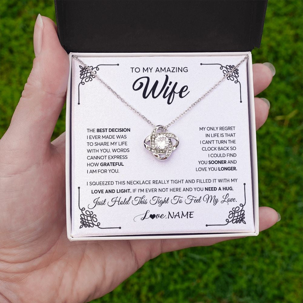 Personalized To My Amazing Wife Necklace From Husband The Best Decision I Ever Made Wife Valentines Birthday Christmas Customized Gift Box Message Card