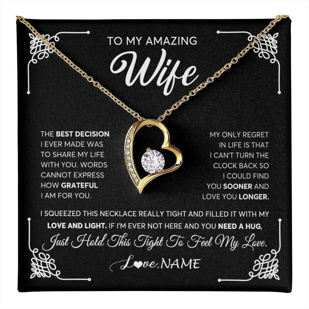 Personalized To My Amazing Wife Necklace From Husband The Best Decision I Ever Made Wife Wedding Day Birthday Christmas Customized Gift Box Message Card