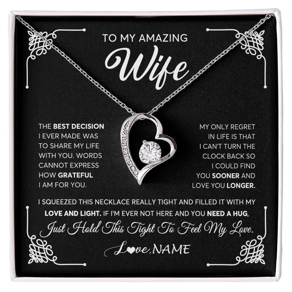 Personalized To My Amazing Wife Necklace From Husband The Best Decision I Ever Made Wife Wedding Day Birthday Christmas Customized Gift Box Message Card