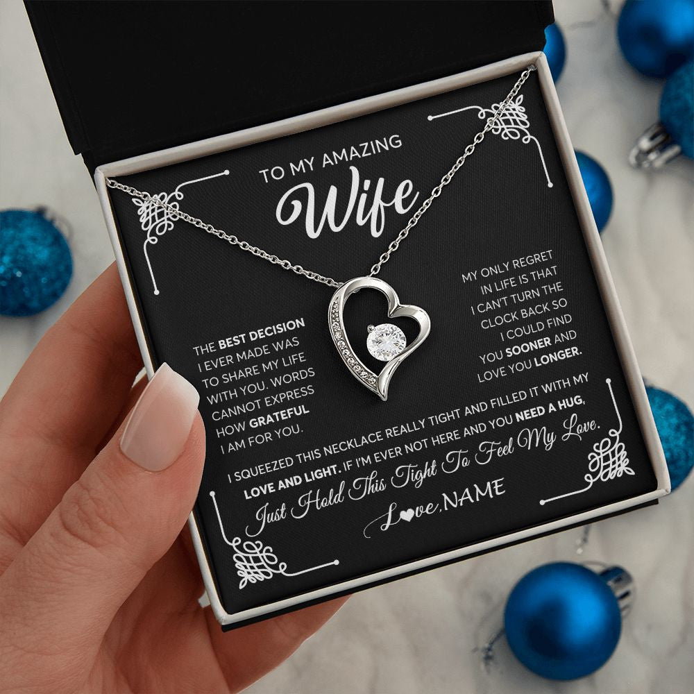 Personalized To My Amazing Wife Necklace From Husband The Best Decision I Ever Made Wife Wedding Day Birthday Christmas Customized Gift Box Message Card