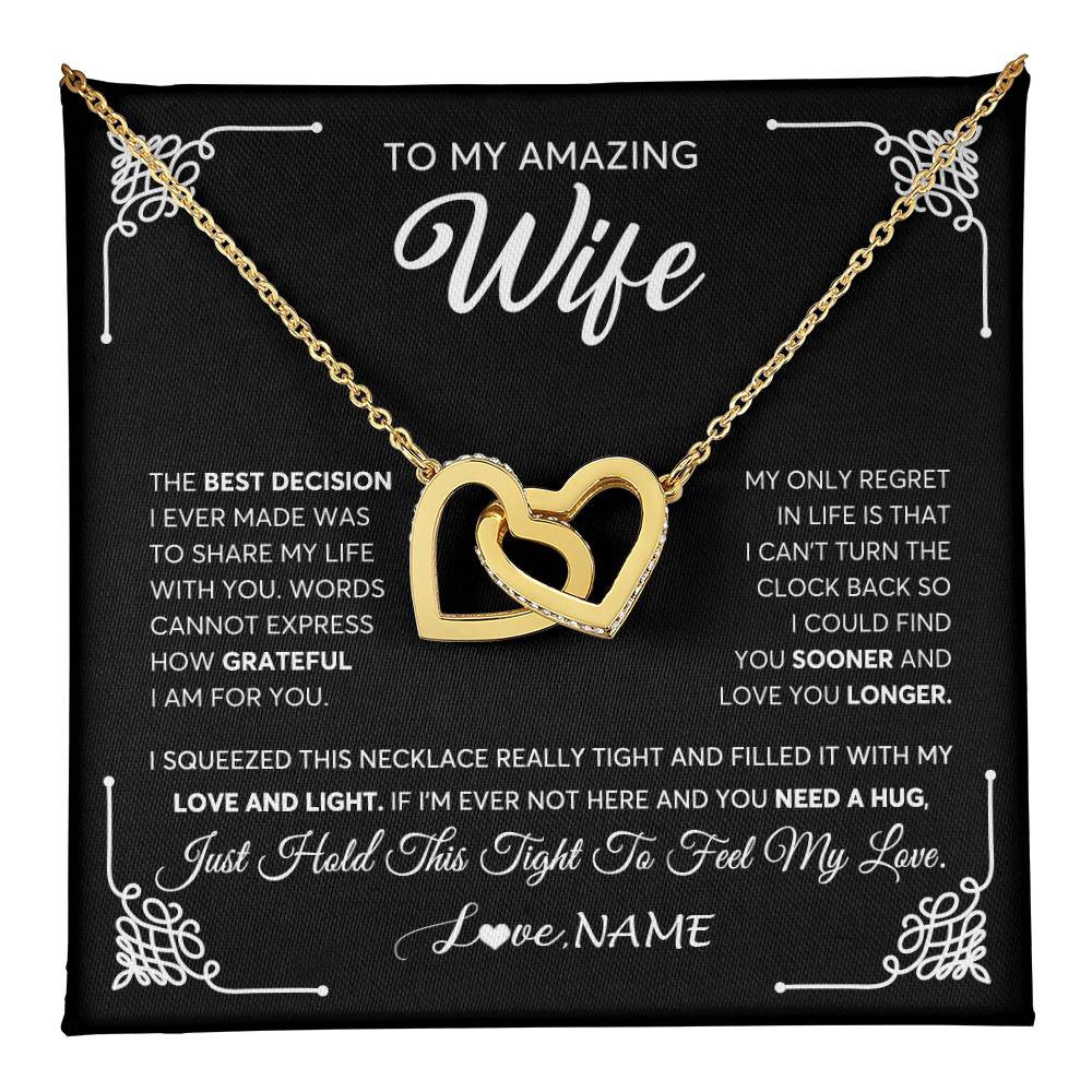 Personalized To My Amazing Wife Necklace From Husband The Best Decision I Ever Made Wife Wedding Day Birthday Christmas Customized Gift Box Message Card