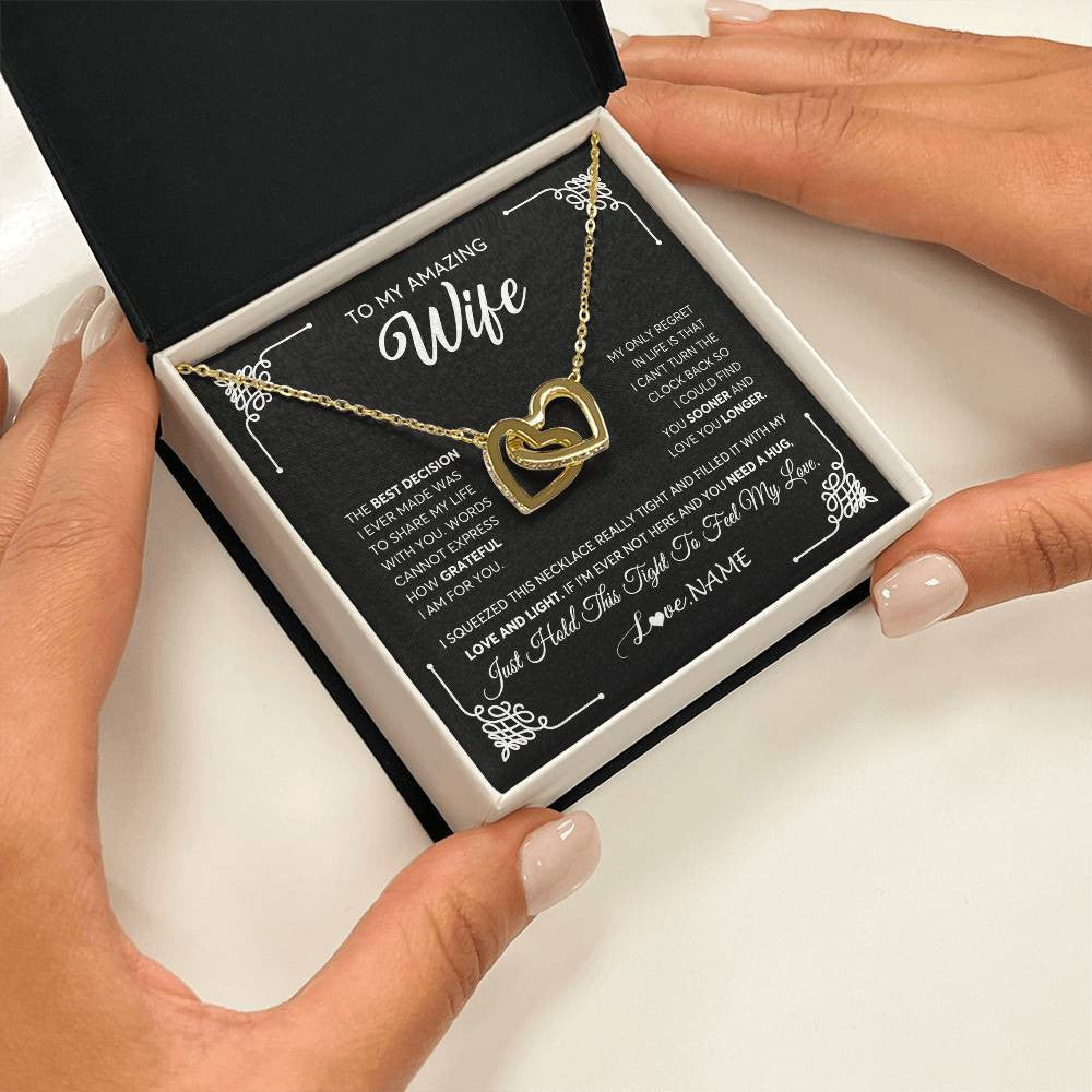 Personalized To My Amazing Wife Necklace From Husband The Best Decision I Ever Made Wife Wedding Day Birthday Christmas Customized Gift Box Message Card