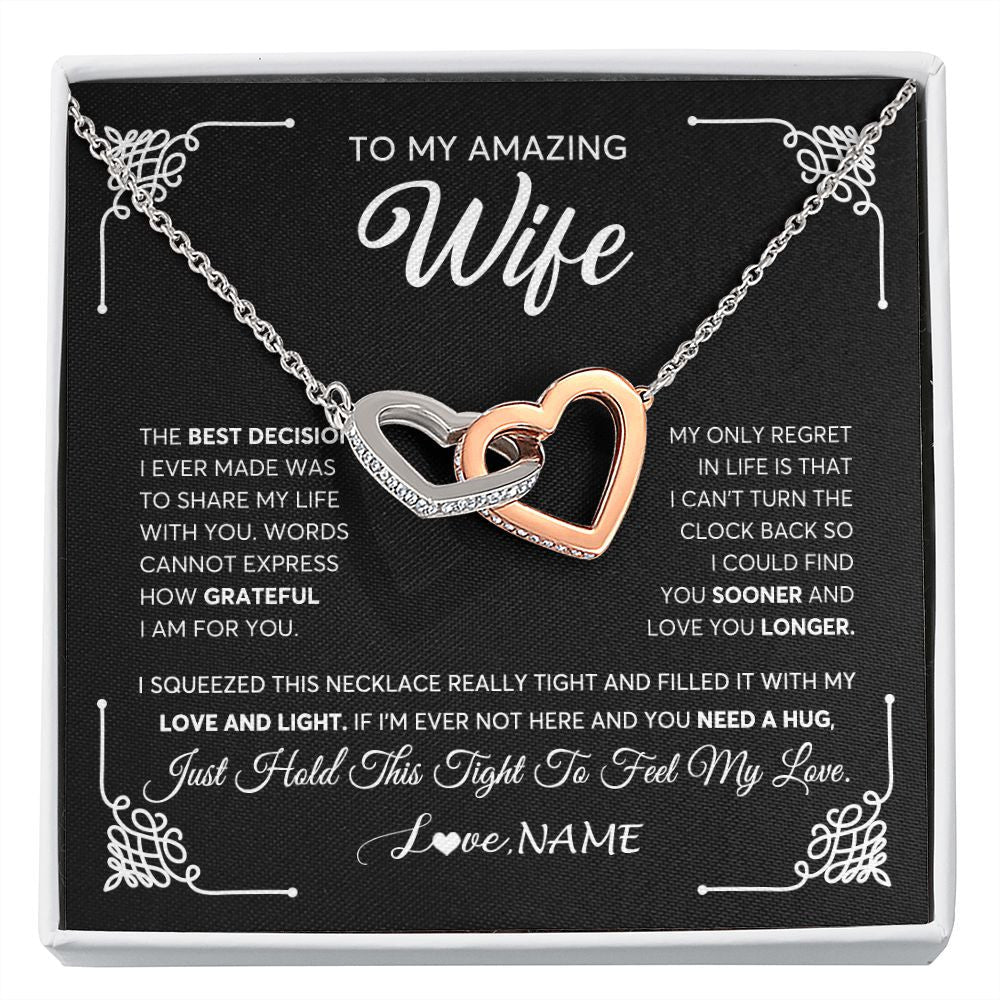 Personalized To My Amazing Wife Necklace From Husband The Best Decision I Ever Made Wife Wedding Day Birthday Christmas Customized Gift Box Message Card