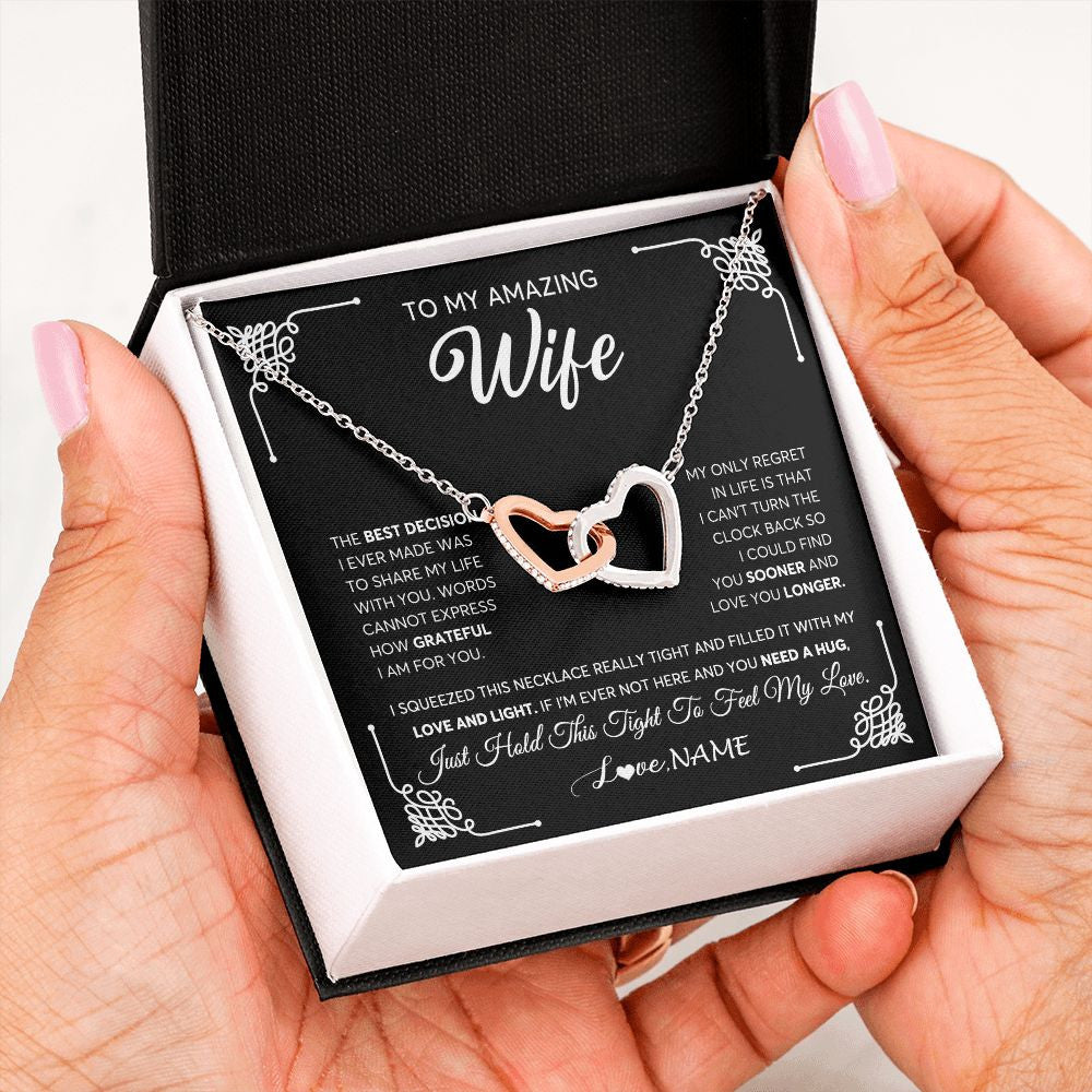 Personalized To My Amazing Wife Necklace From Husband The Best Decision I Ever Made Wife Wedding Day Birthday Christmas Customized Gift Box Message Card