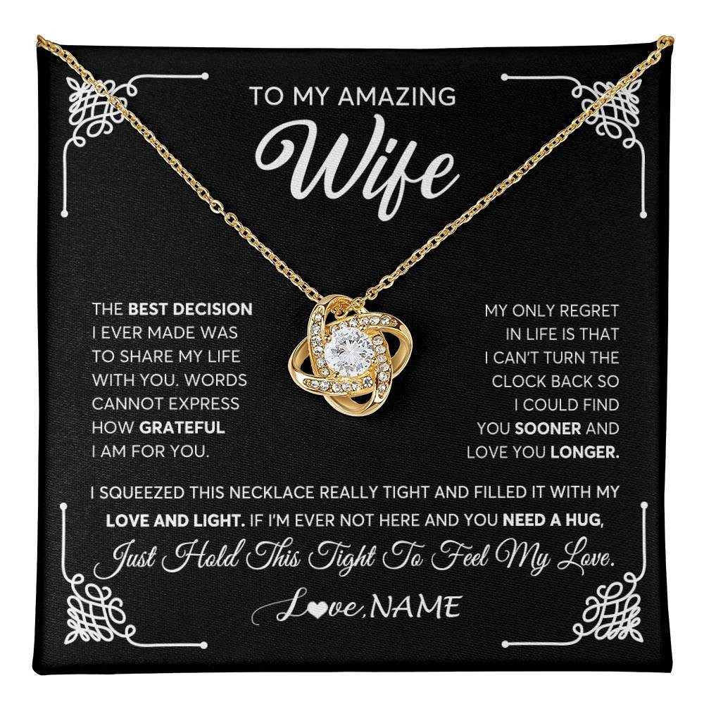 Personalized To My Amazing Wife Necklace From Husband The Best Decision I Ever Made Wife Wedding Day Birthday Christmas Customized Gift Box Message Card