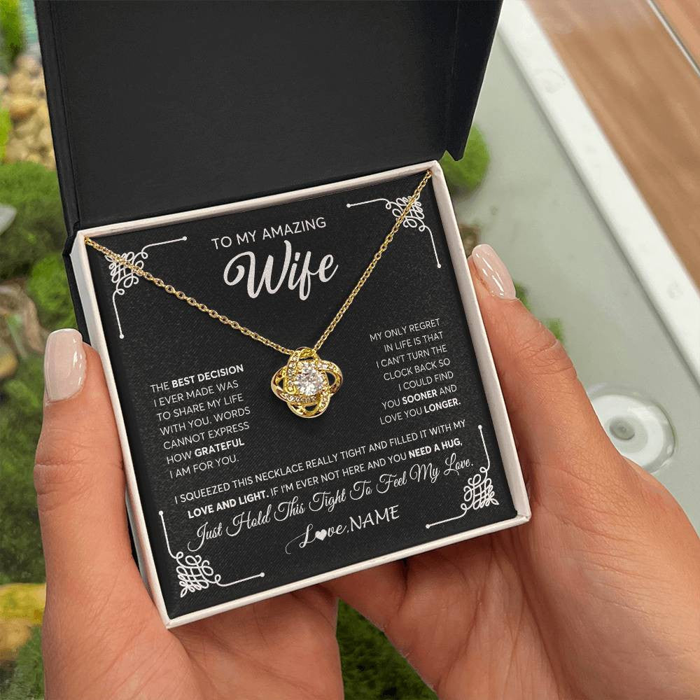 Personalized To My Amazing Wife Necklace From Husband The Best Decision I Ever Made Wife Wedding Day Birthday Christmas Customized Gift Box Message Card