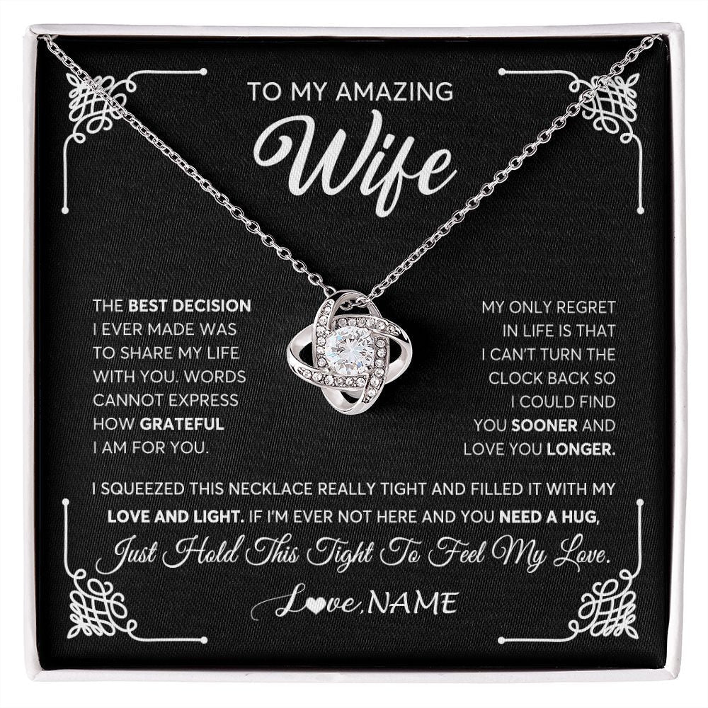 Personalized To My Amazing Wife Necklace From Husband The Best Decision I Ever Made Wife Wedding Day Birthday Christmas Customized Gift Box Message Card