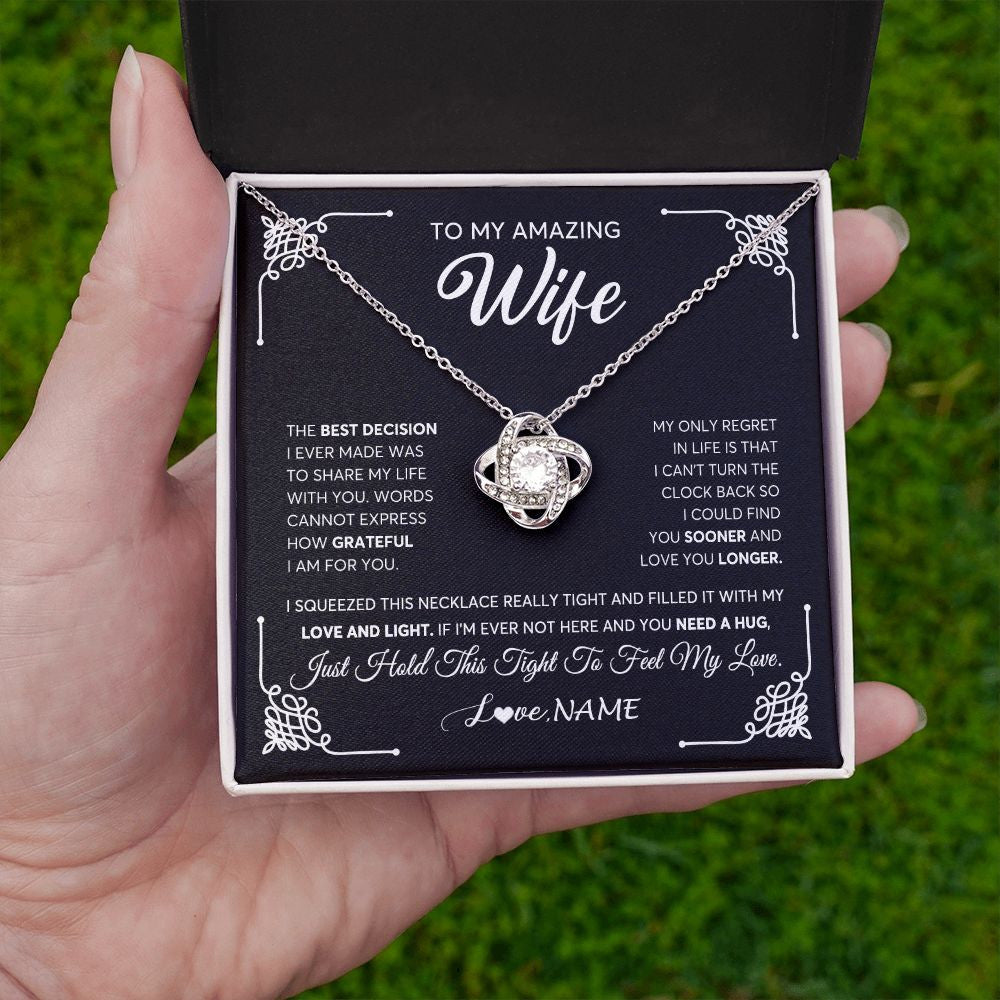 Personalized To My Amazing Wife Necklace From Husband The Best Decision I Ever Made Wife Wedding Day Birthday Christmas Customized Gift Box Message Card