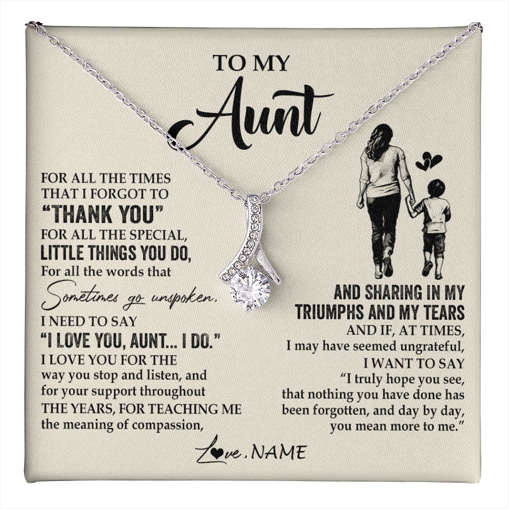 Personalized To My Aunt Necklace From Nephew For All The Times That I Forgot To Thank You Aunt Birthday Mothers Day Christmas Customized Gift Box Message Card