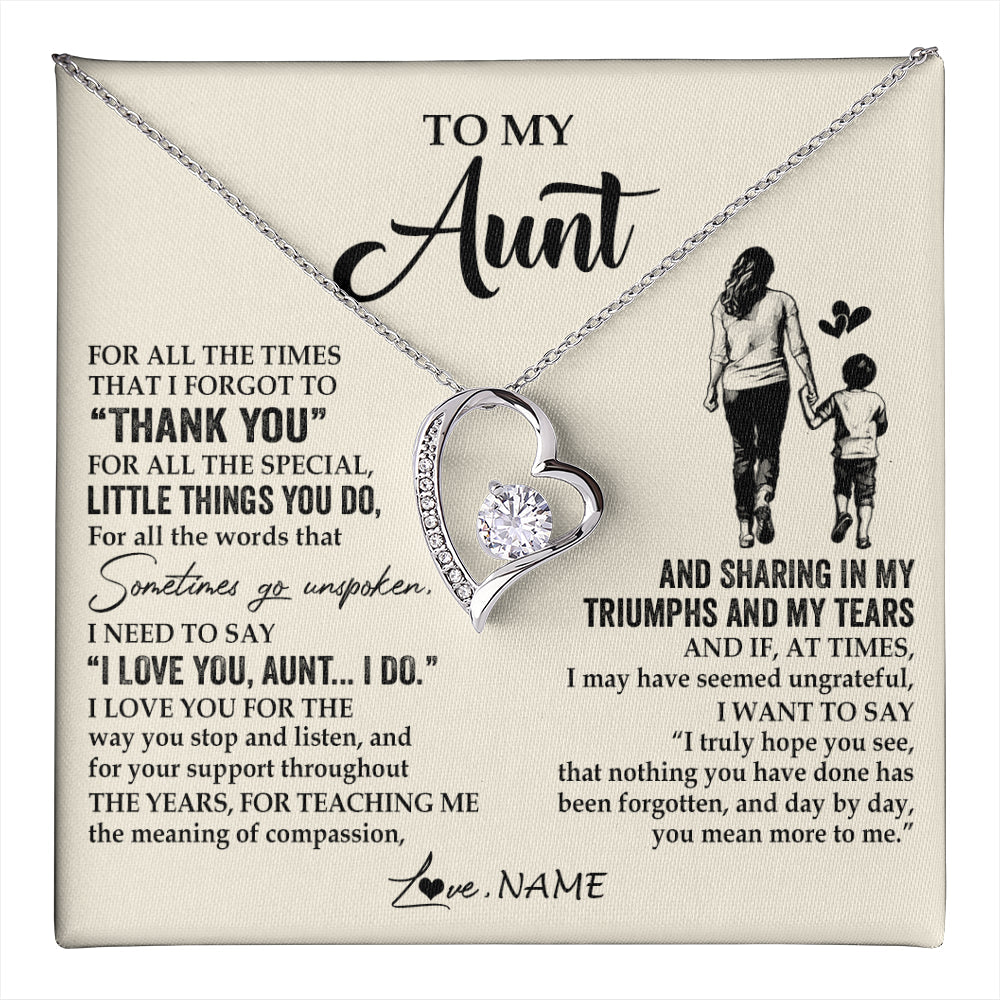 Personalized To My Aunt Necklace From Nephew For All The Times That I Forgot To Thank You Aunt Birthday Mothers Day Christmas Customized Gift Box Message Card