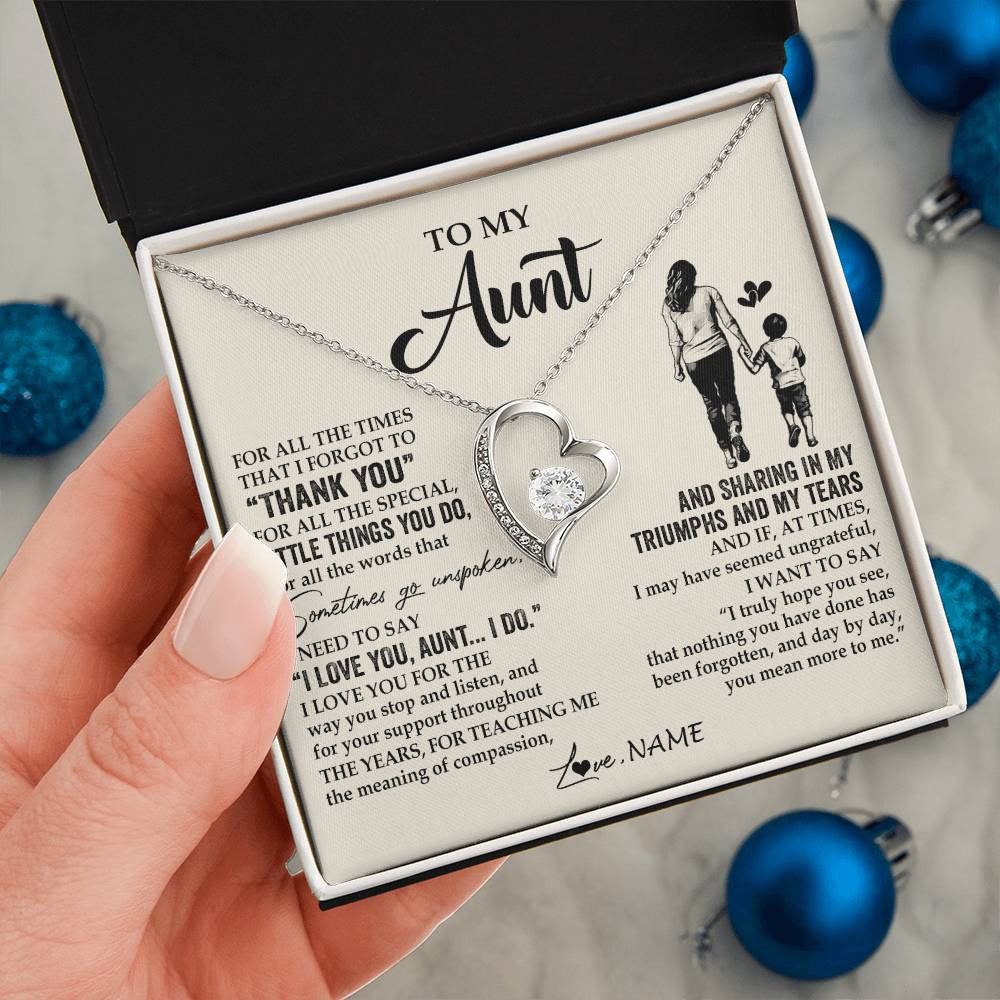 Personalized To My Aunt Necklace From Nephew For All The Times That I Forgot To Thank You Aunt Birthday Mothers Day Christmas Customized Gift Box Message Card