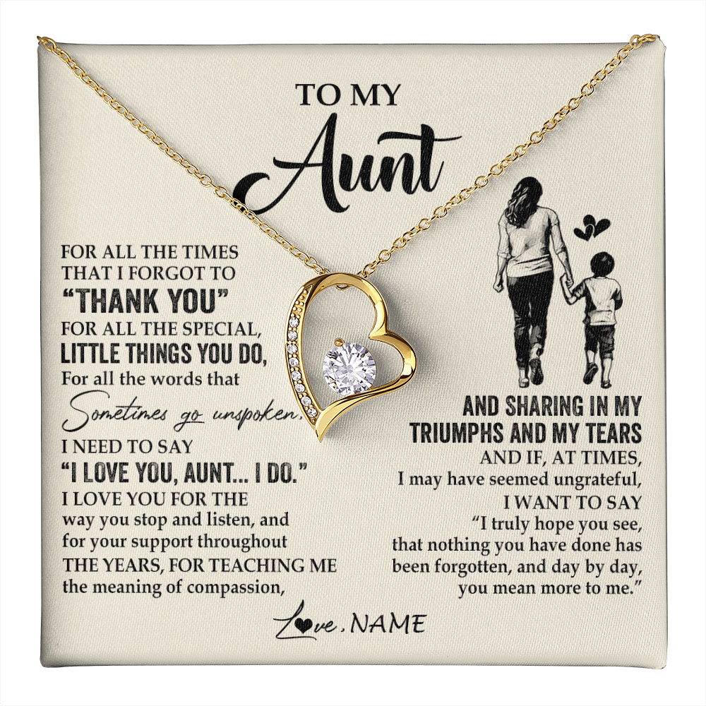 Personalized To My Aunt Necklace From Nephew For All The Times That I Forgot To Thank You Aunt Birthday Mothers Day Christmas Customized Gift Box Message Card