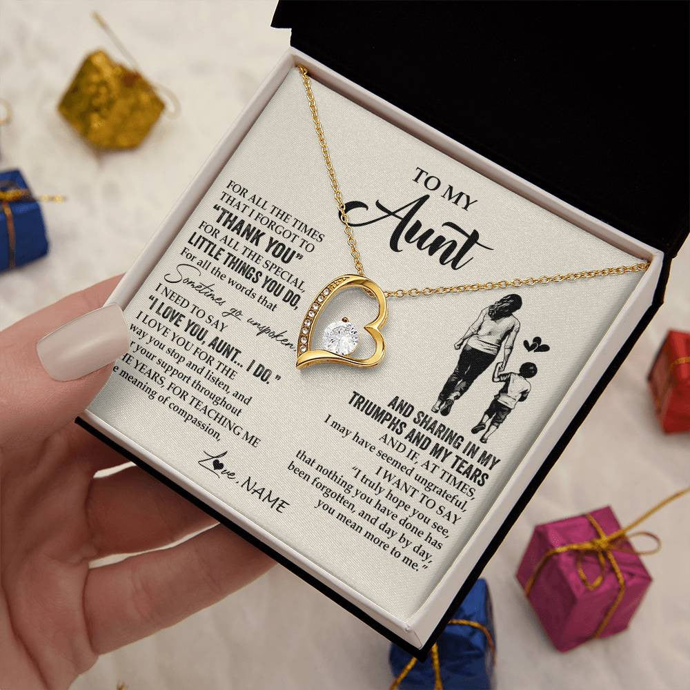 Personalized To My Aunt Necklace From Nephew For All The Times That I Forgot To Thank You Aunt Birthday Mothers Day Christmas Customized Gift Box Message Card